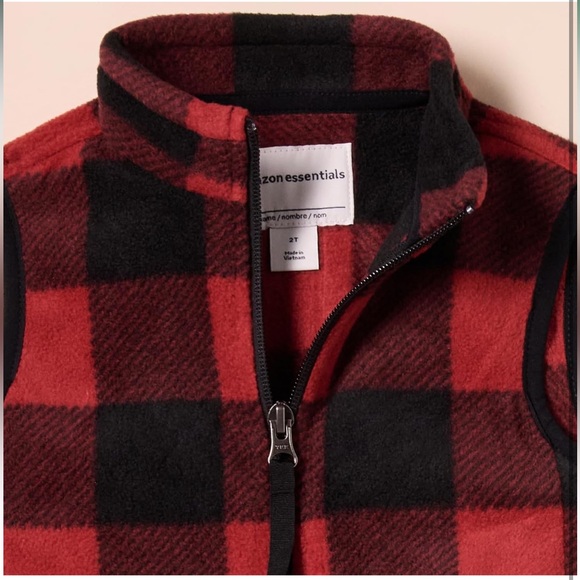 Toddler 3T Christmas Red Black Checkered Fleece Vest Unisex Holiday Winter Kids - Picture 3 of 6